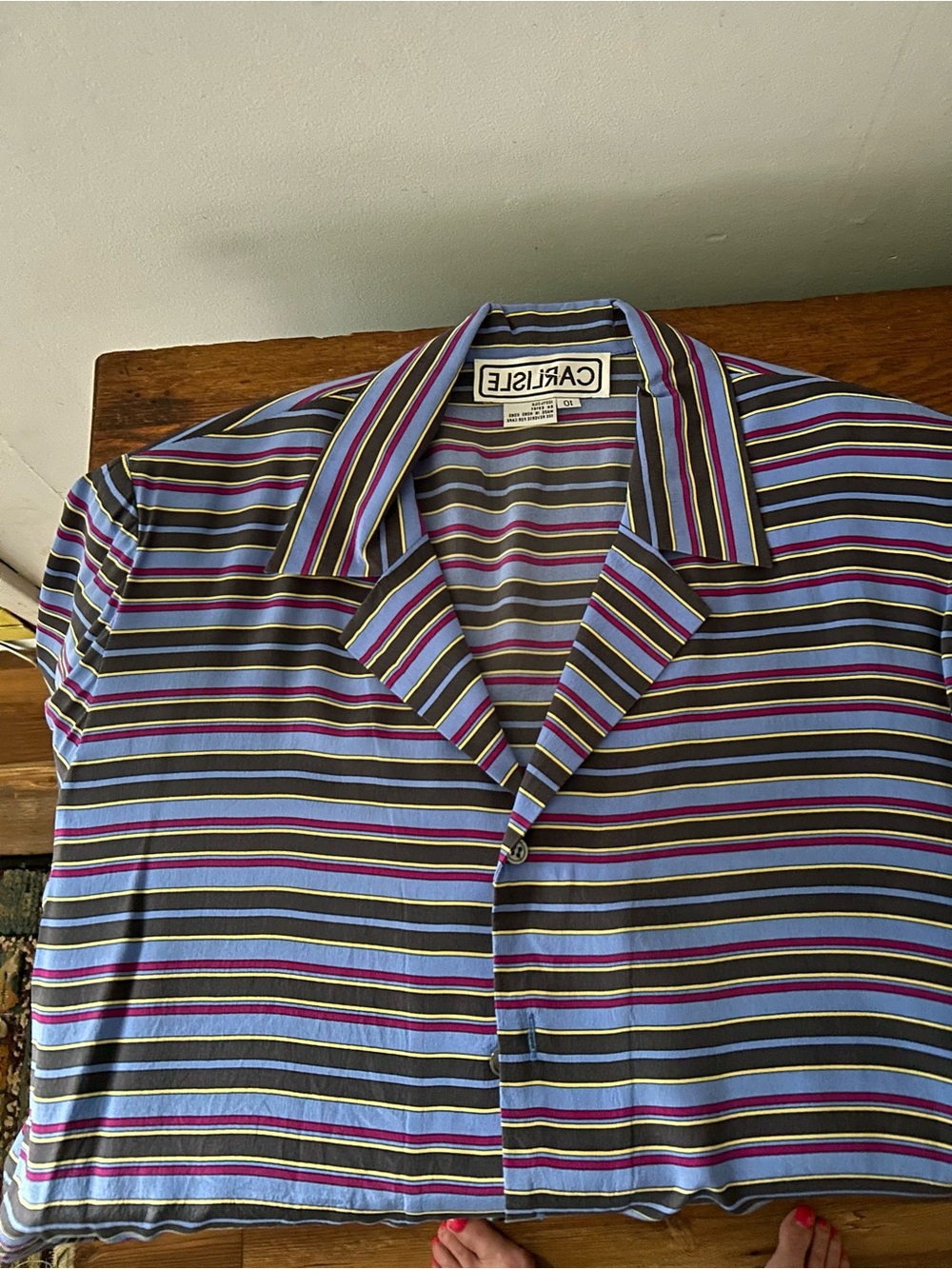 Carlisle Camp Collar Shirt in Blue and Purple